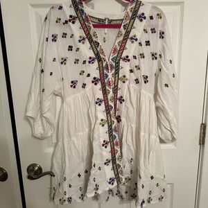 FREE PEOPLE Embroidered Boho Tunic Dress